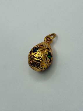 Joan Rivers Gold-Tone Fabergé Egg Style Charm Pendant w/ Multicolor Rhinestones